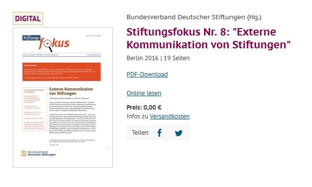 Bundesverband Deutscher Stiftungen Externe Kommunikation von Stiftungen