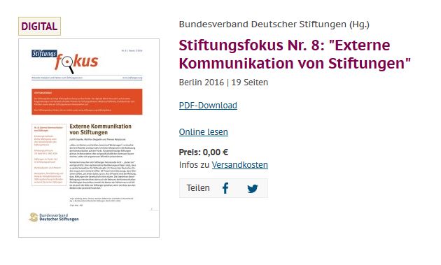 Kommunikation von Stiftungen Bundesverband Deutscher Stiftungen Externe Kommunikation von Stiftungen